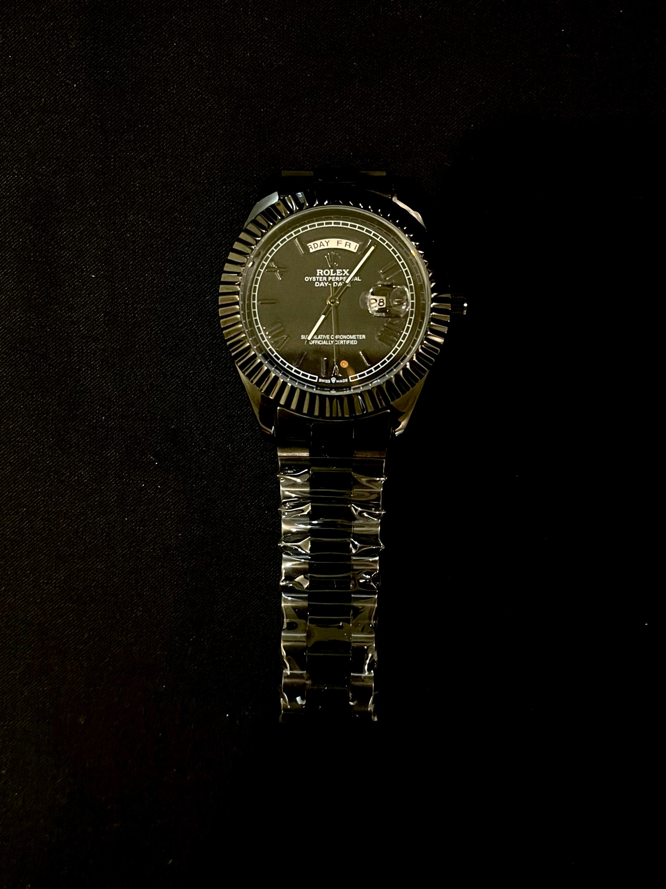 Rolex Day Date All Black Edition Stainless Steel Watch