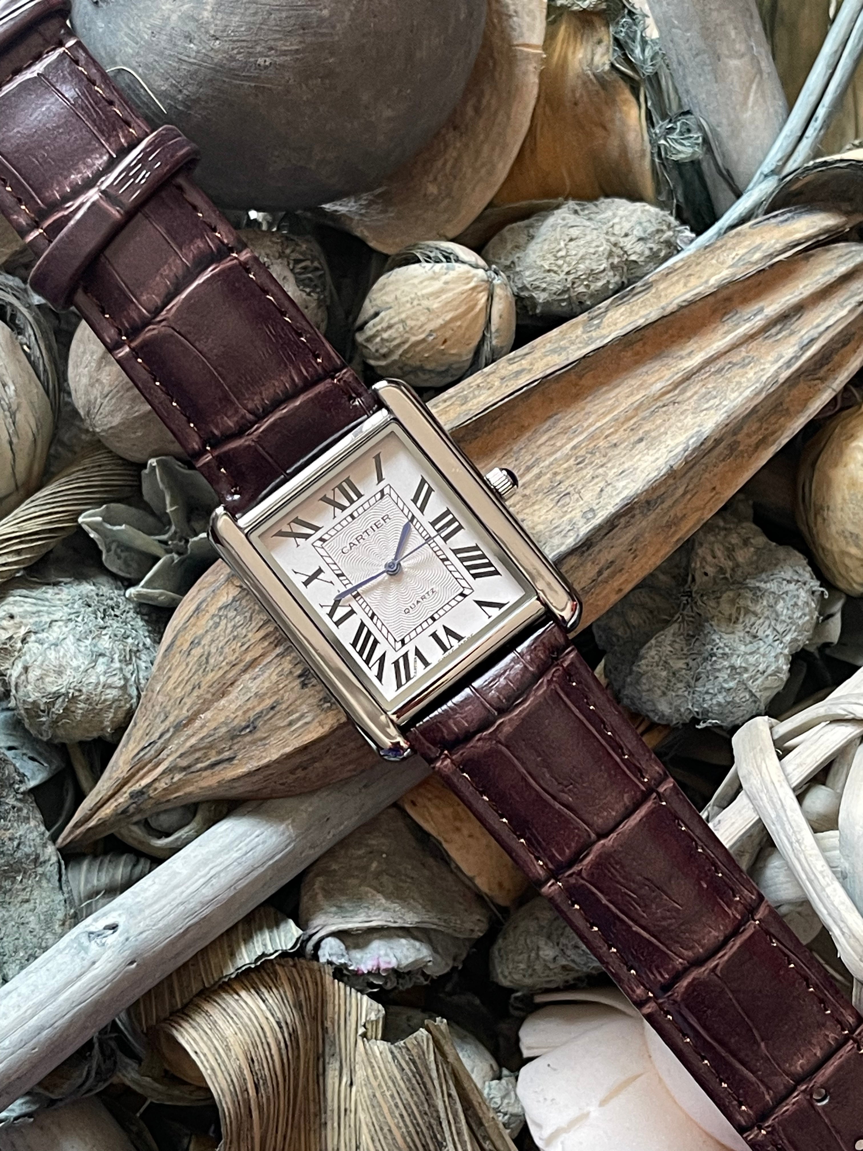 Cartier Tank – Classic Brown Leather Strap Dress Watch