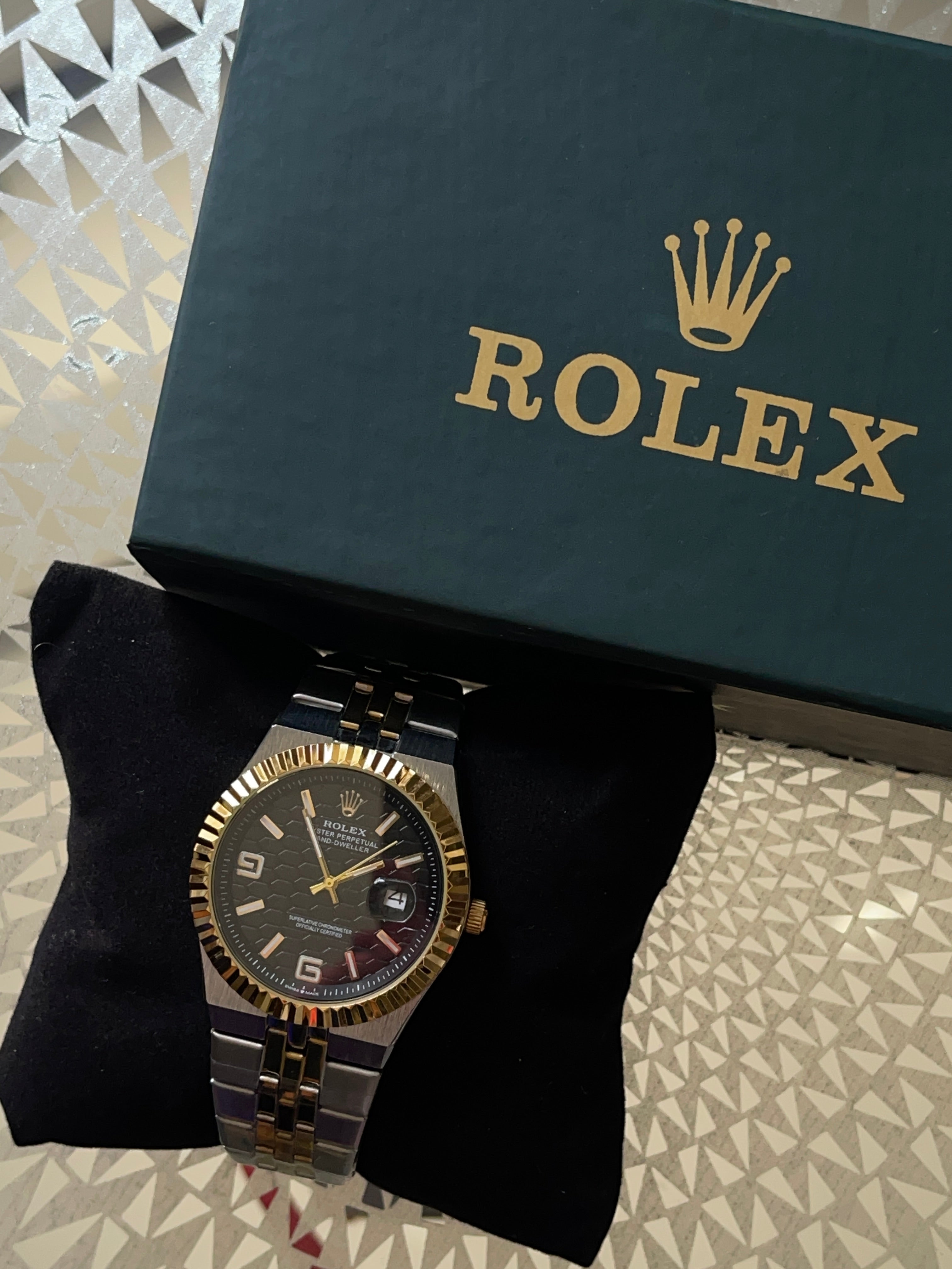 Rolex Land-Dweller – Black Dial Two-Tone Gold & Silver Watch