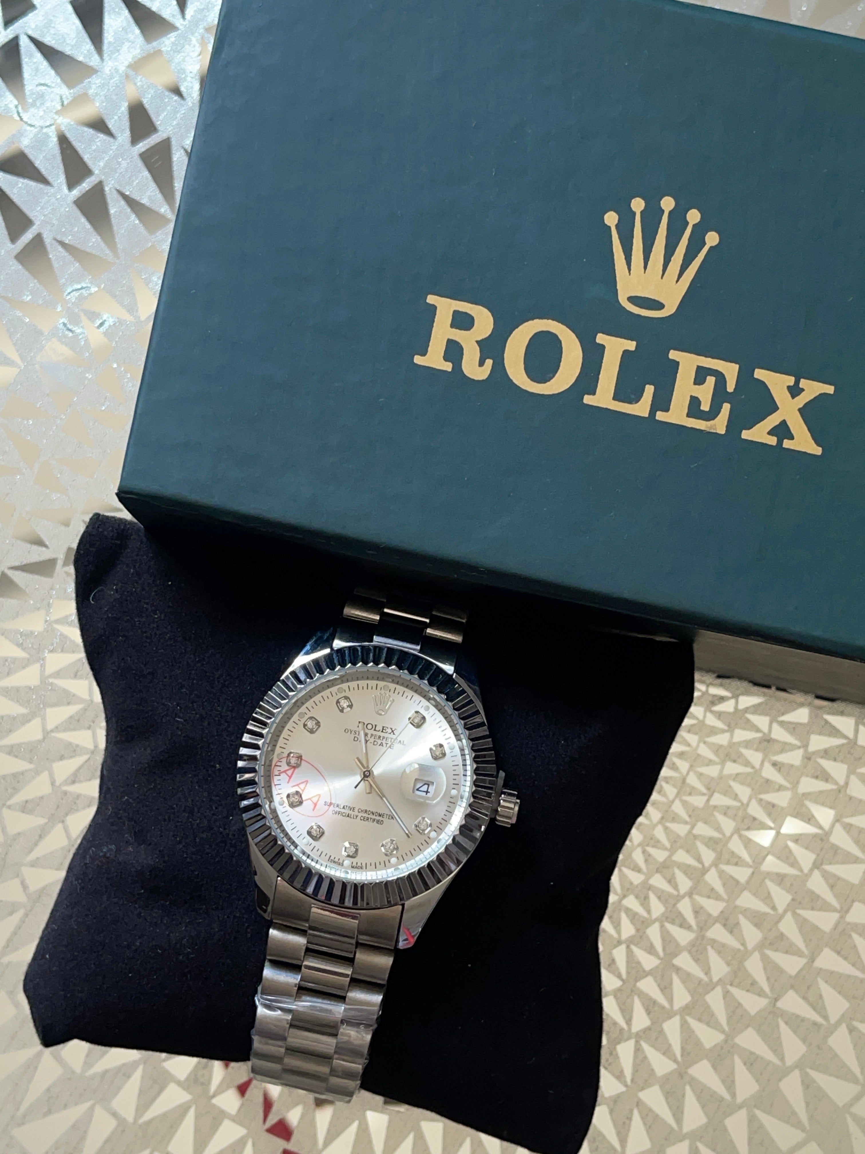 Rolex Day-Date – White Dial Stainless Steel Watch