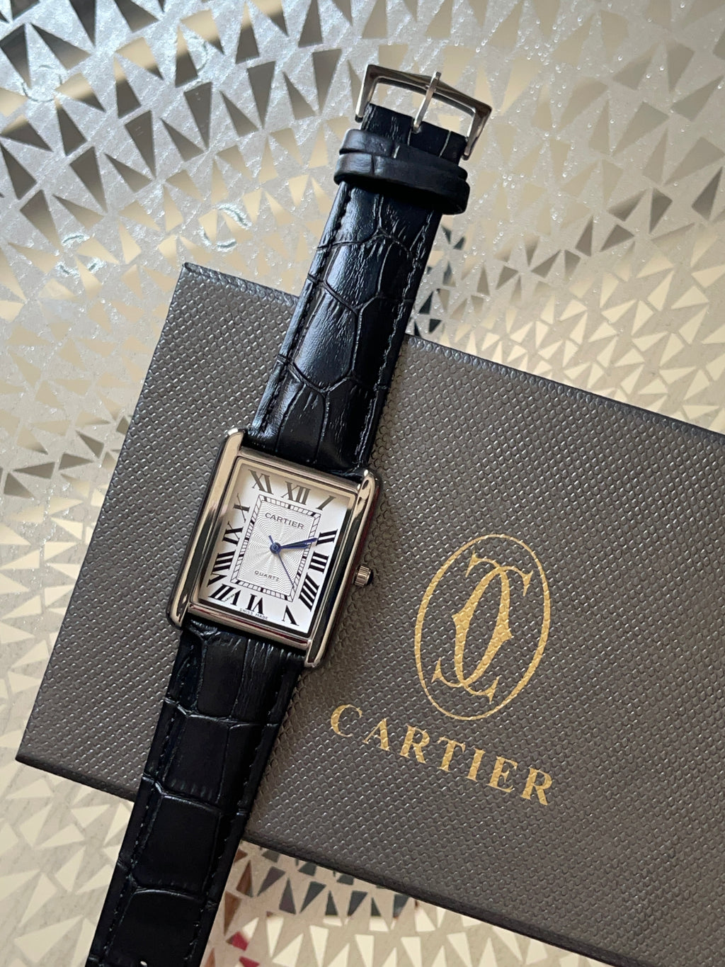 Cartier Tank – Black Dial Classic Leather Strap Watch