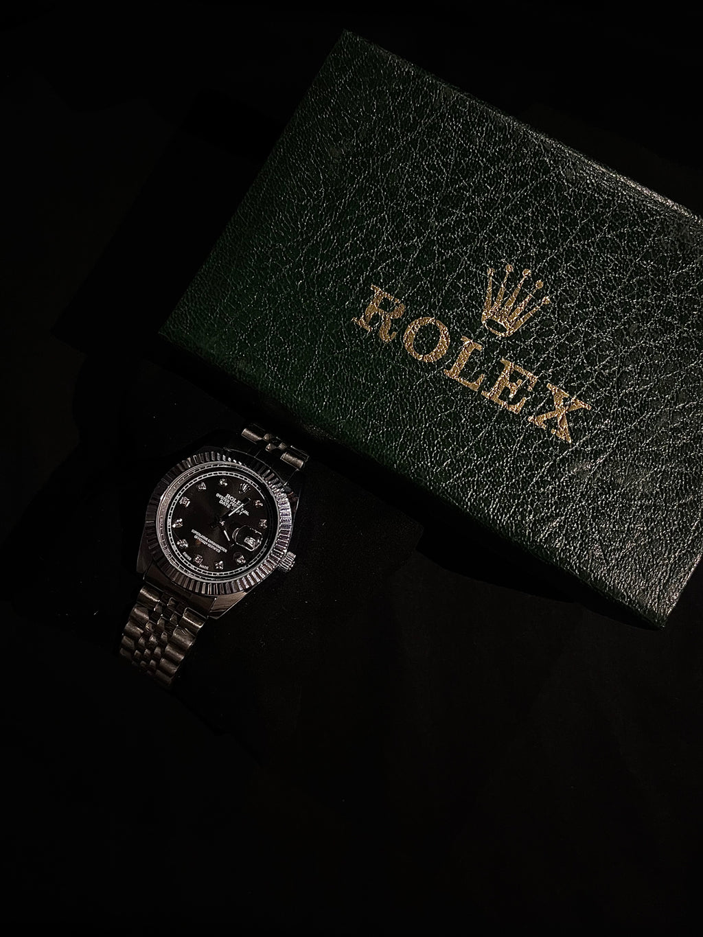 Rolex Black Dial Stainless Steel Watch
