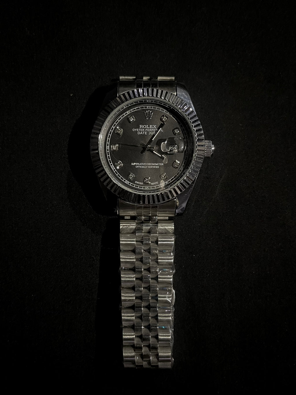 Rolex Black Dial Stainless Steel Watch