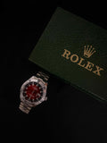 Rolex Red Dial Stainless Steel Watch