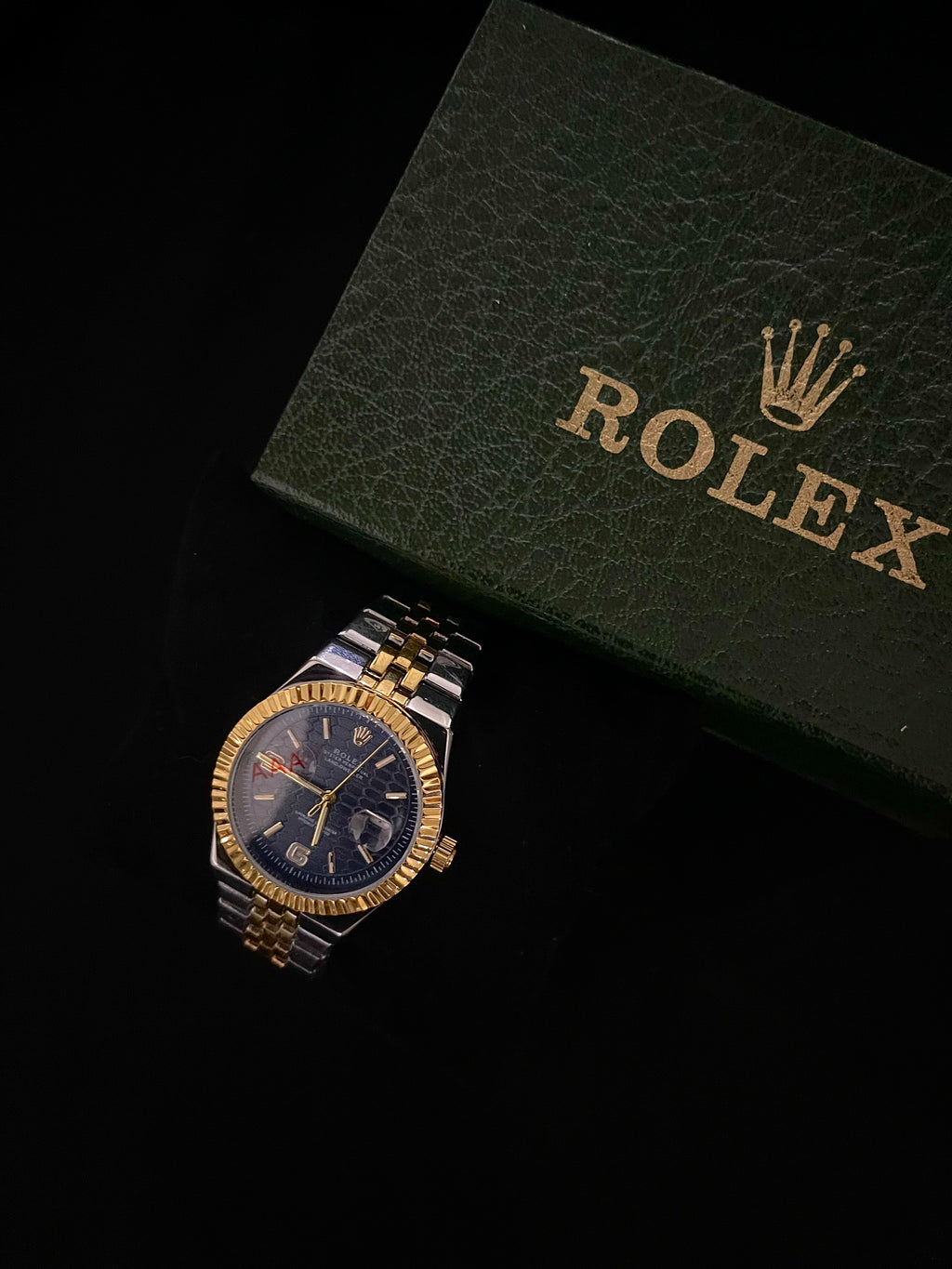 Rolex Gold Stainless Steel Watch – Blue Dial Edition