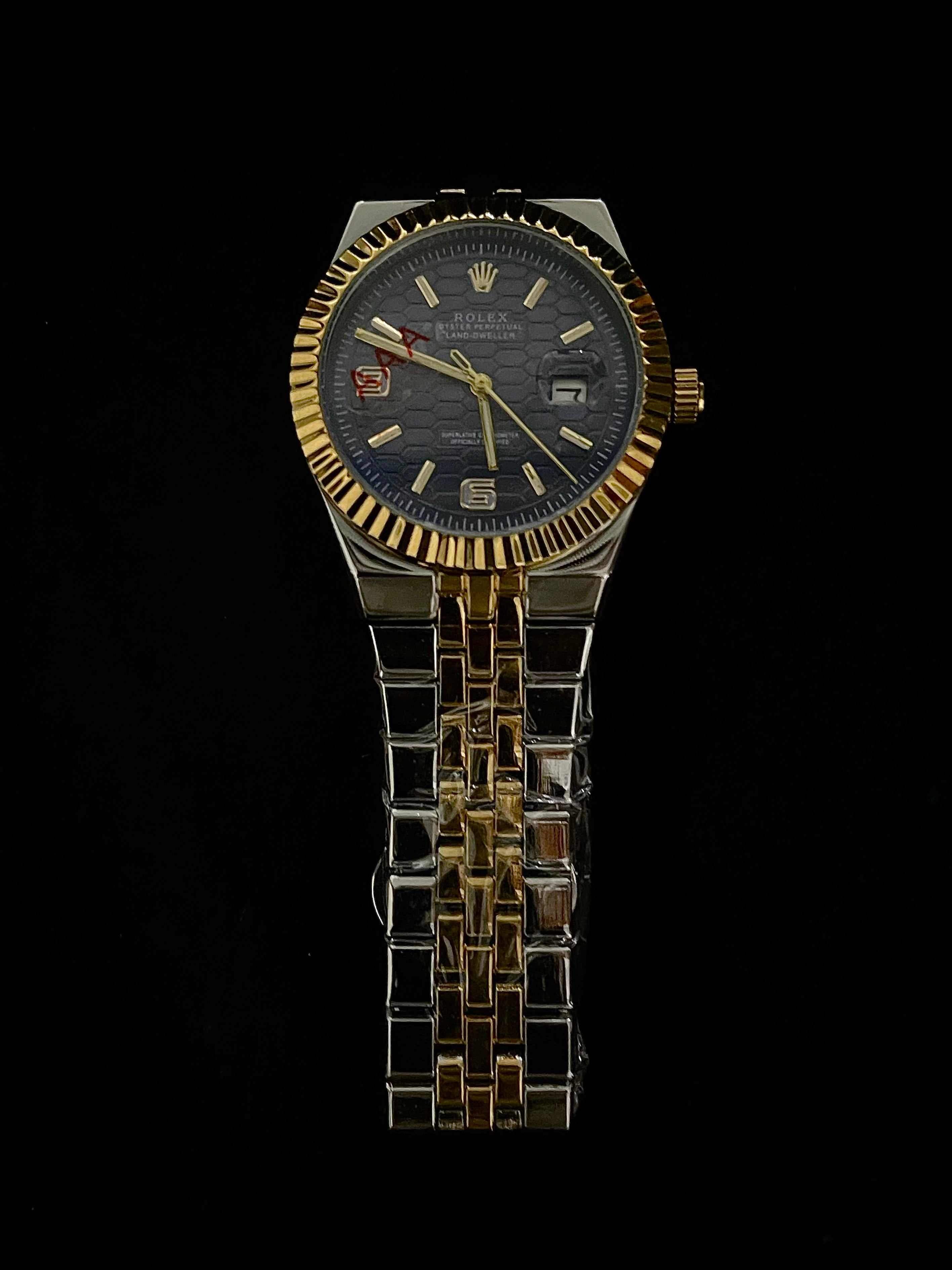 Rolex Gold Stainless Steel Watch – Blue Dial Edition