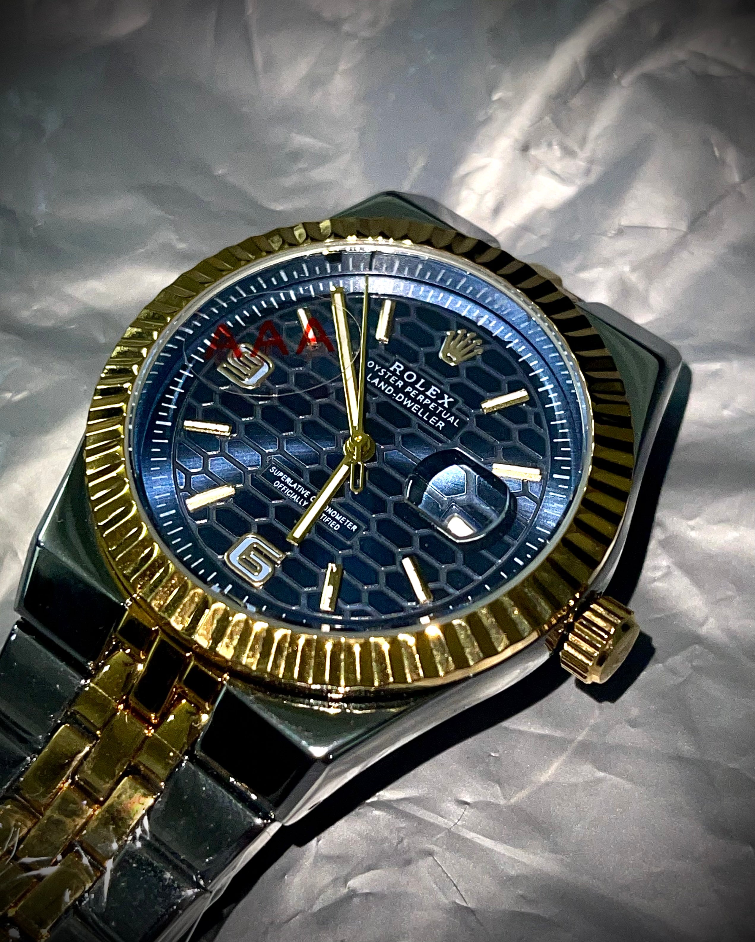 Rolex Gold Stainless Steel Watch – Blue Dial Edition