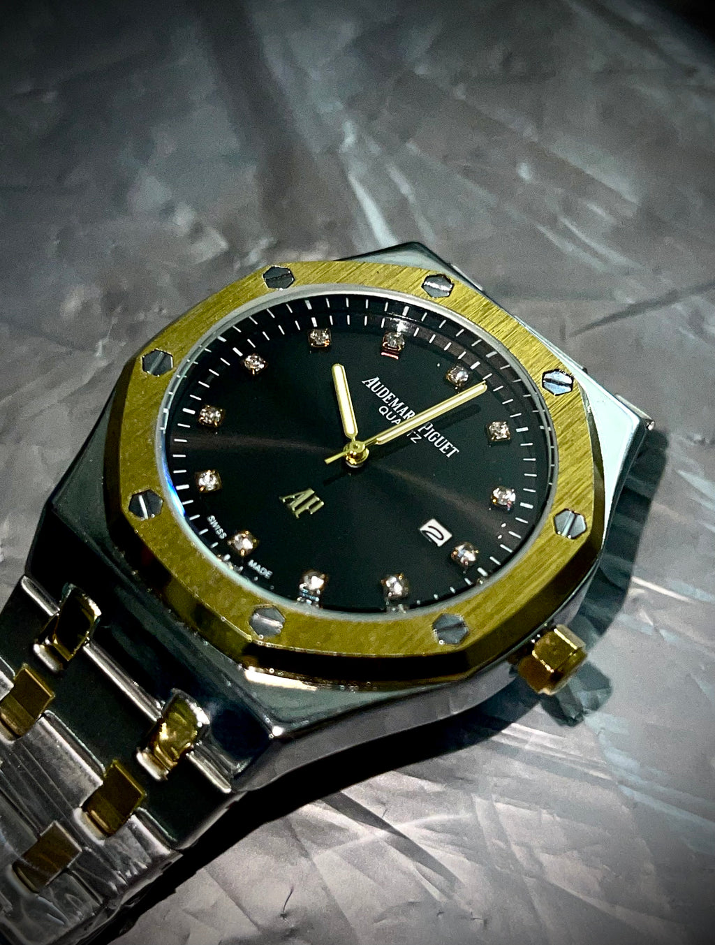 Audemars Piguet Royal Oak Gold Black Dial Stainless Steel Watch