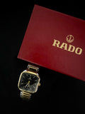 Rado Gold Black Dial Stainless Steel Watch