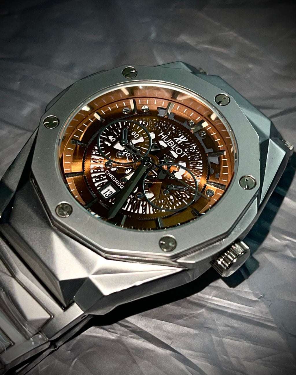 Hublot Genève Bronze Dial Stainless Steel Watch
