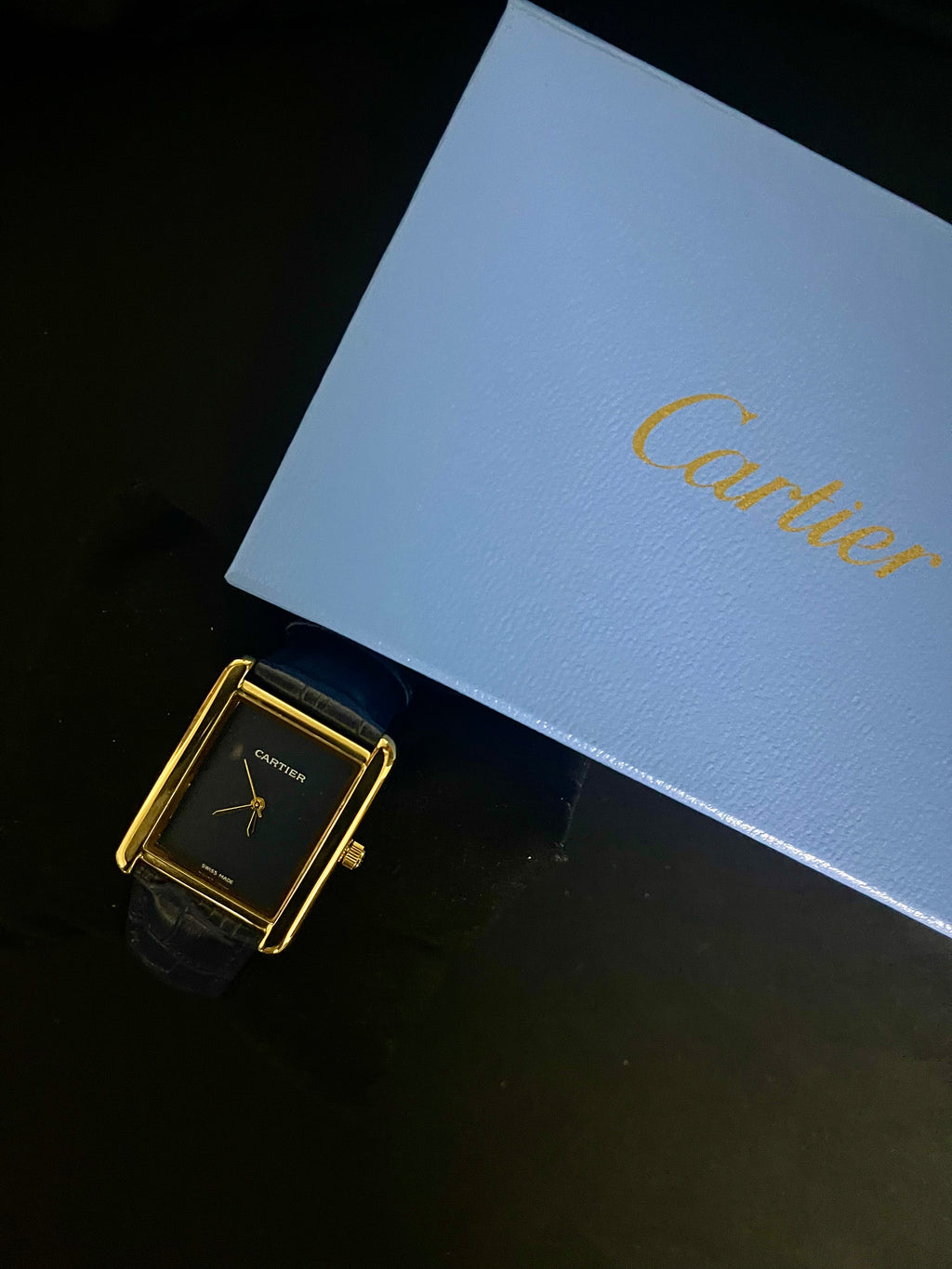 Cartier Tank Blue Dial Watch – Blue Leather Strap Edition