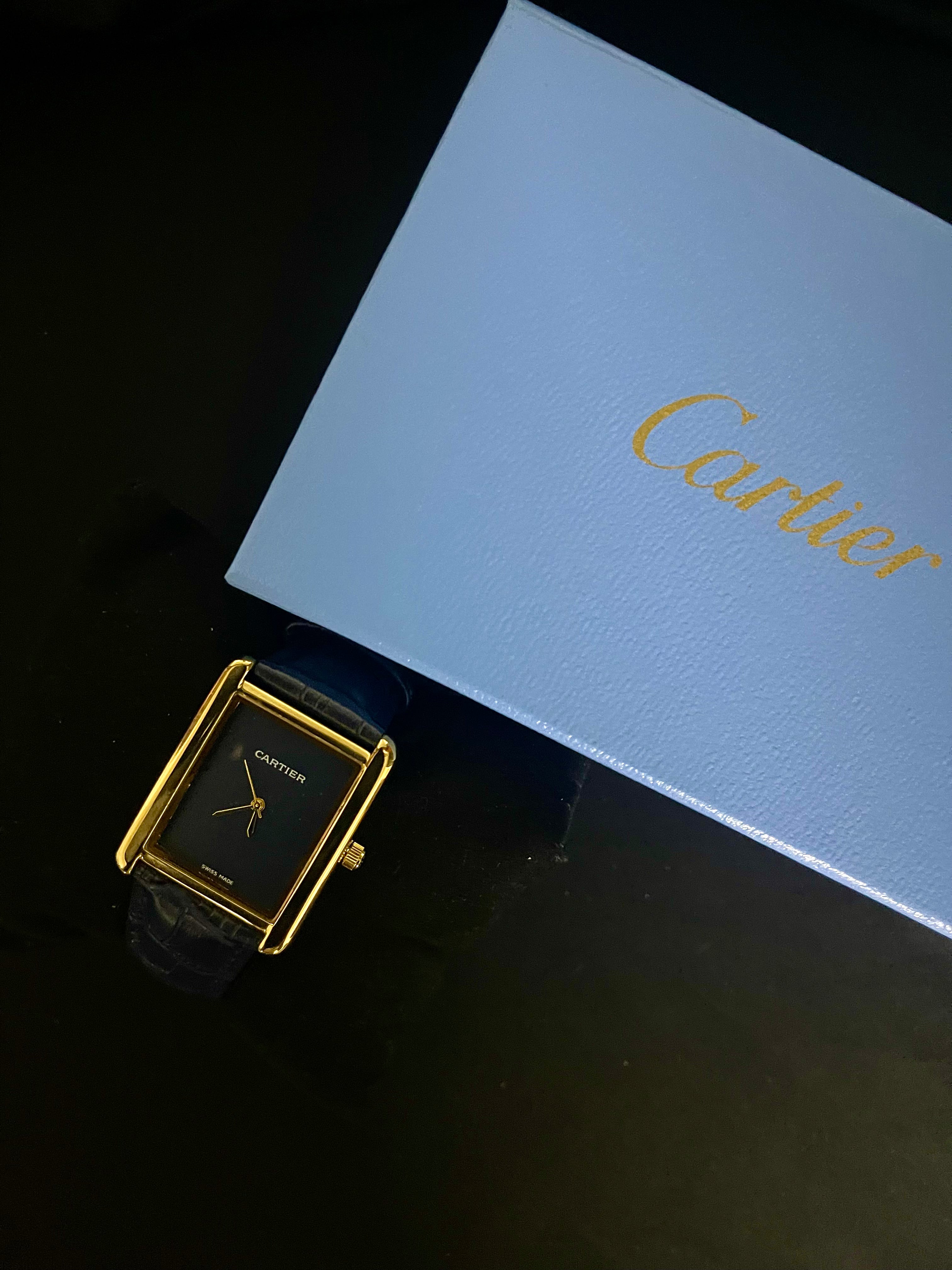 Cartier Tank Blue Dial Watch – Blue Leather Strap Edition