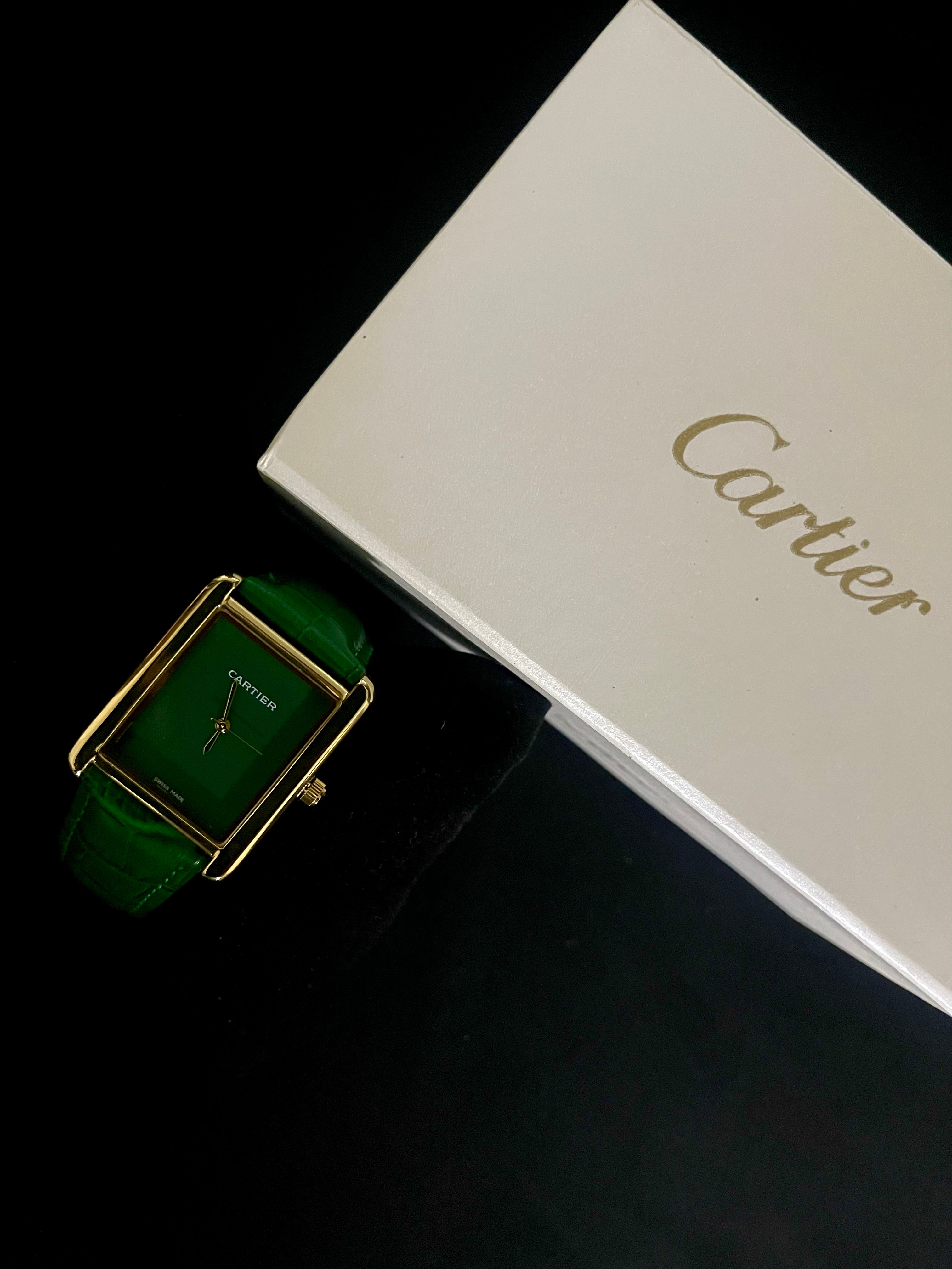 Cartier Tank Green Dial Watch – Green Leather Strap Edition