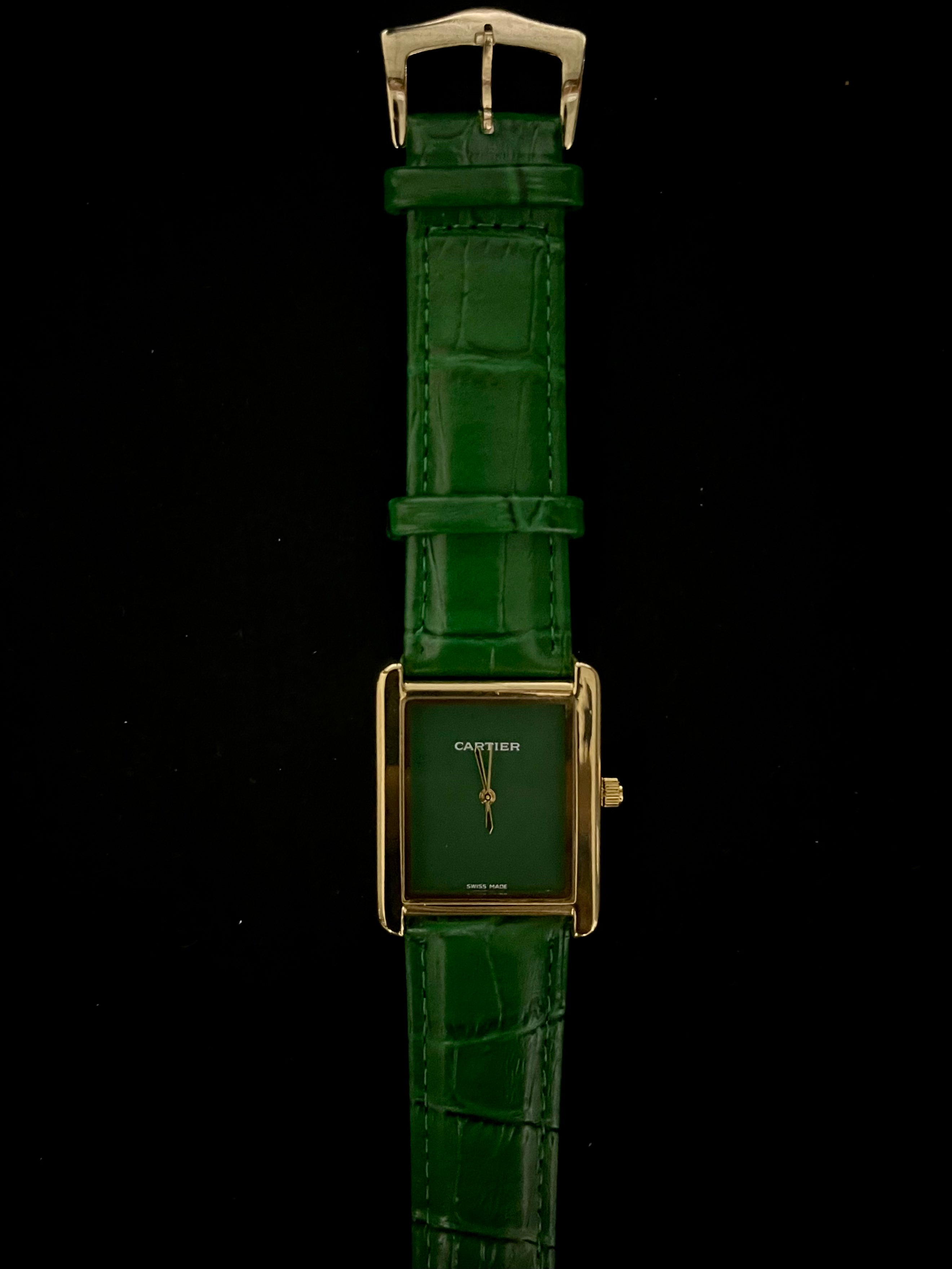 Cartier Tank Green Dial Watch – Green Leather Strap Edition