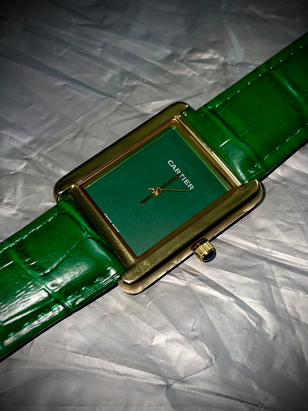 Cartier Tank Green Dial Watch – Green Leather Strap Edition